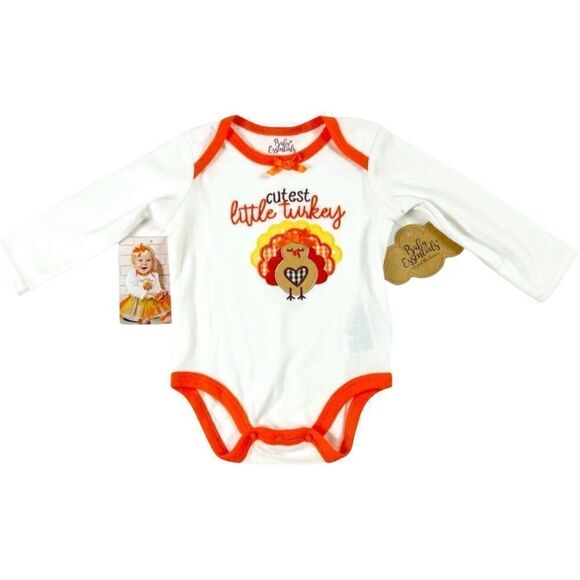 Baby Essentials Baby Girls Cutest Little Turkey Bodysuit Set Size 6 Months NWT - Picture 5 of 11